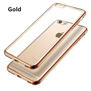Luxury Silicone Case for iPhone 6 6s 7 8 Plus X Transparent Plating Cover for iPhone 5s SE 5 Soft TPU Case for iPhone 5 7 8 6s X